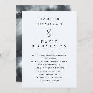 Black Boho Watercolor   Wedding Invitation