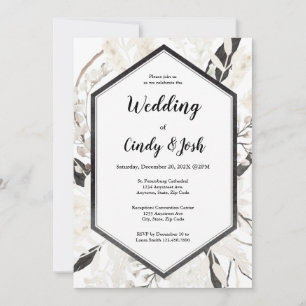 Black boho wedding invitation
