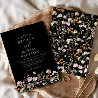 Black Boho Wildflower Beige Garden Wedding