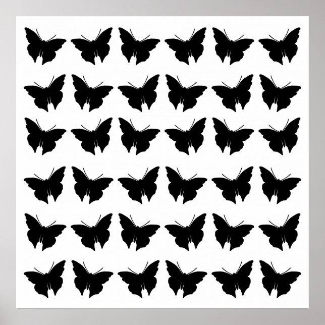 Black Bold Butterflies Poster (Front)