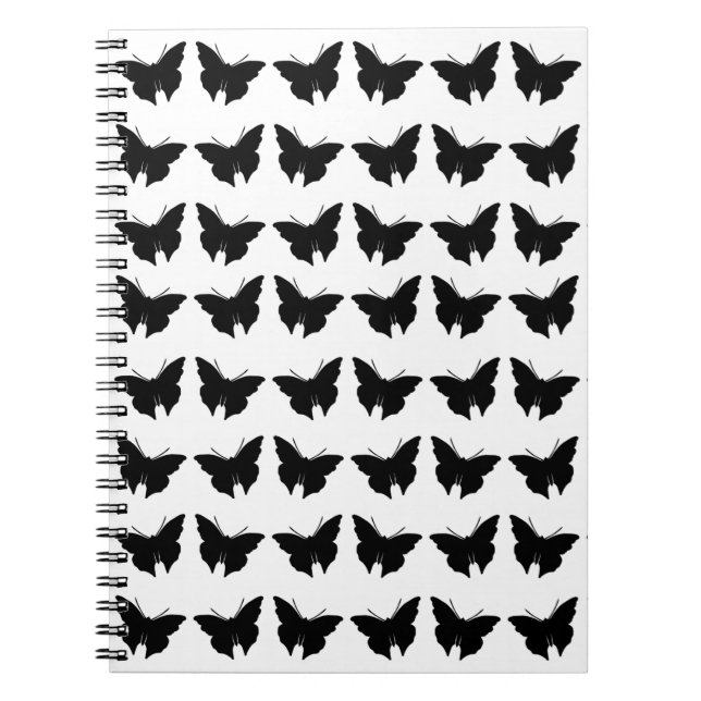 Black Bold Butterflies Spiral Notebook (Front)