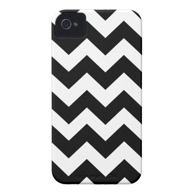 Black Bold Chevron Stripes Case-Mate iPhone Case (Back)