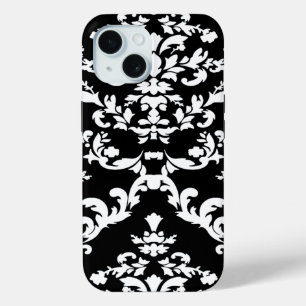 Black Bold Damask @ Emporiomoffa iPhone 15 Case