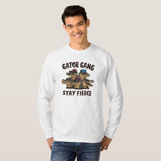 Black Bold Gator Gang Long Sleeve T-Shirt (Front Full)