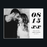 Black Bold Italic Typography Photo Save The Date Announcement Postcard<br><div class="desc">Bold and retro save the date postcard featuring bold and minimalist typography. Personalise by adding your favourite engagement photo,  names,  wedding date,  wedding venue and other details. This black and white save the date postcard is perfect for any wedding theme and any season.</div>