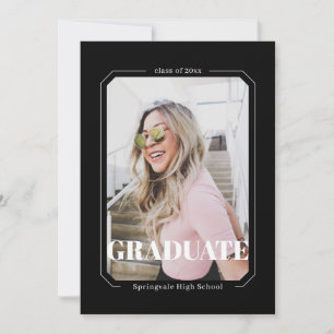 Black Bold Minimalist Modern Graduation Photo  Announcement