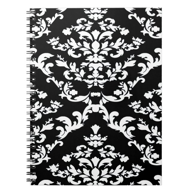 Black Bold Mod Damask Notebook (Front)
