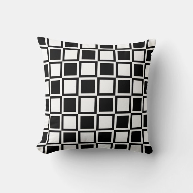 Black Bold Mod Squares Cushion (Front)