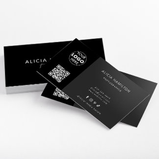 Black & Bold | QR Code & Logo | Sleek, Modern Business Card
