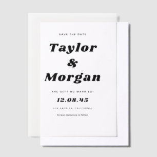 Black Bold Retro Script Save The Date Vellum Invitations