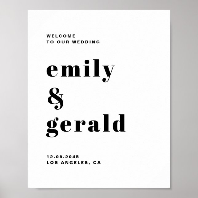 Black Bold Retro Typography Modern Wedding Poster (Front)