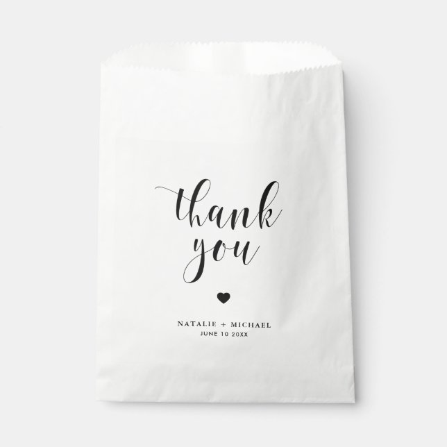 Black Bold Script Wedding Thank You Favour Bags (Front)