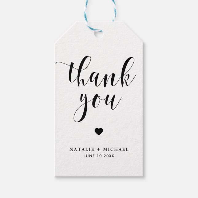 Black Bold Script Wedding Thank You Gift Tag (Front)