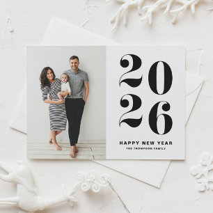 Black Bold Typography 2022 Photo Happy New Year Holiday Postcard
