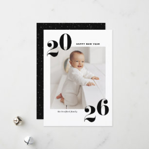 Black Bold Typography 2025 New Year Photo Holiday Card