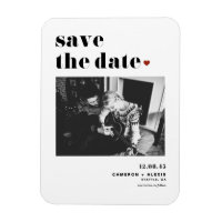 Black Bold Typography Heart Photo Save the Date
