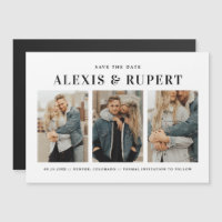 Black Bold Typography Three Photo Save the Date