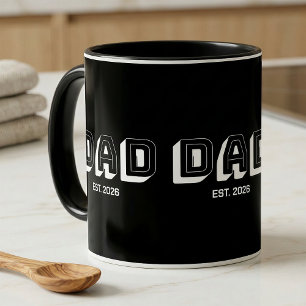 Black Bold Varsity Established Dad Mug