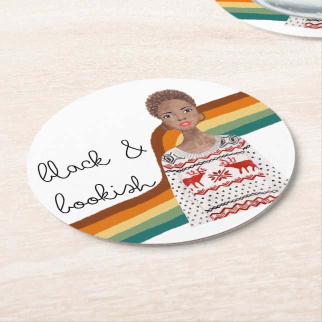 Black Book Lover Short Blonde Hair  Round Paper Coaster (Angled)