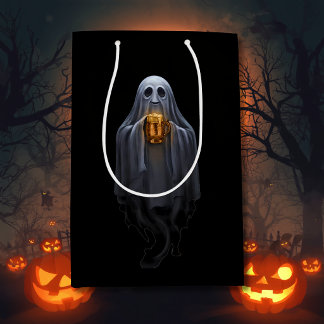Black Boos & Brews Ghost Halloween Medium Gift Bag
