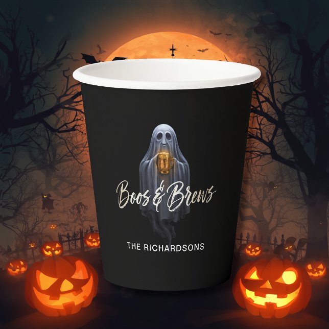 Black Boos & Brews Ghost Halloween Paper Cups (Creator Uploaded)