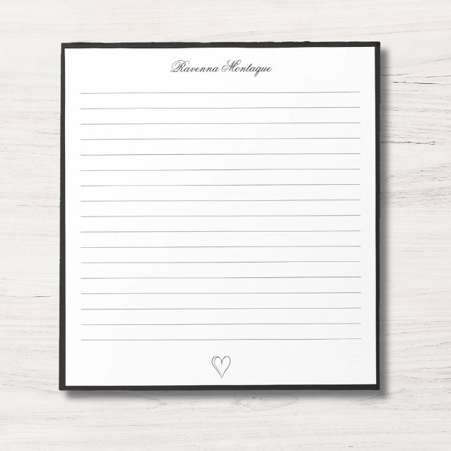 Black Border and Heart Custom Script Lined Notepad (Creator Uploaded)