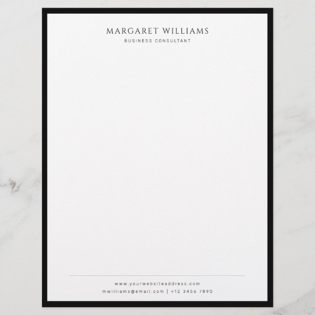 Black Border Business Professional Office Custom Letterhead (Front)
