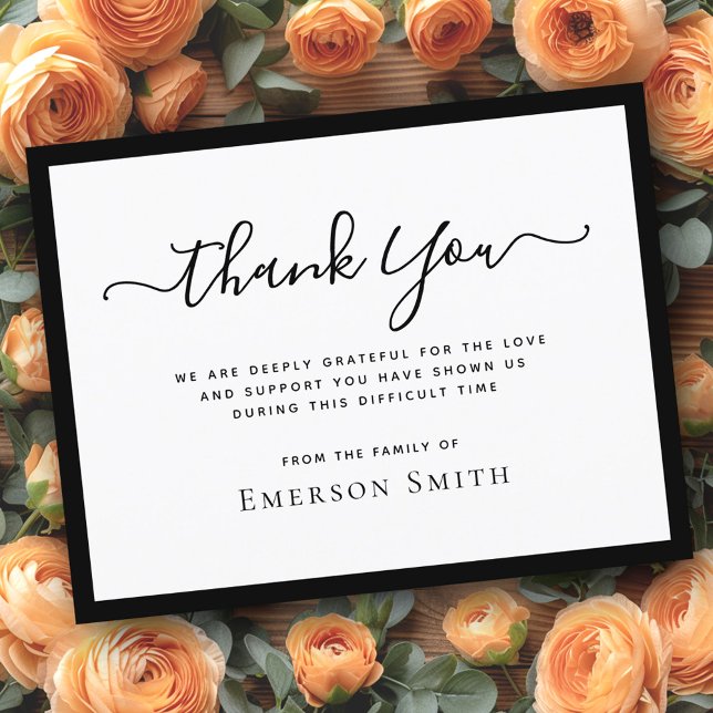 Black border calligraphy sympathy thank you card (Black border calligraphy sympathy thank you card)