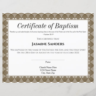 Black Border Certificate of Baptism