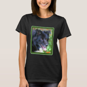Black Border Collie Dog Art Photo Painting T-Shirt