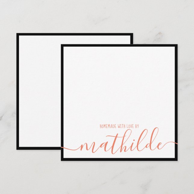 Black Border Coral Script Bridal Shower Card (Front/Back)