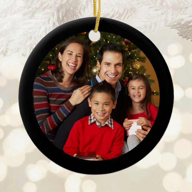 Black Border Family Photo Ceramic Tree Decoration (Family Photo Ornament)