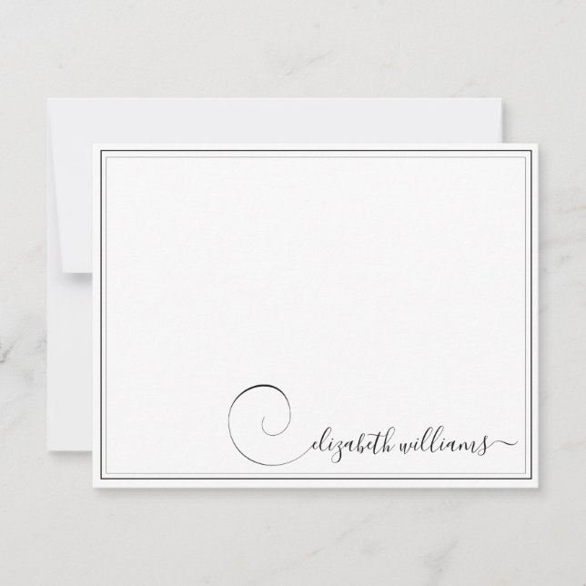 Black Border Handwritten Calligraphy Stationery Card (Front)