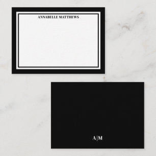 Black Border Minimalist Name Monogram Card
