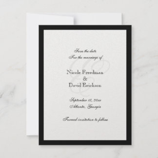 Black border monogram wedding announcement card