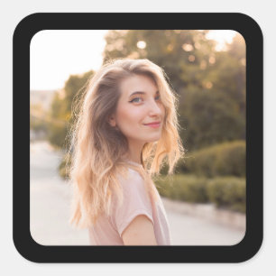 Black Border Photo Square Sticker