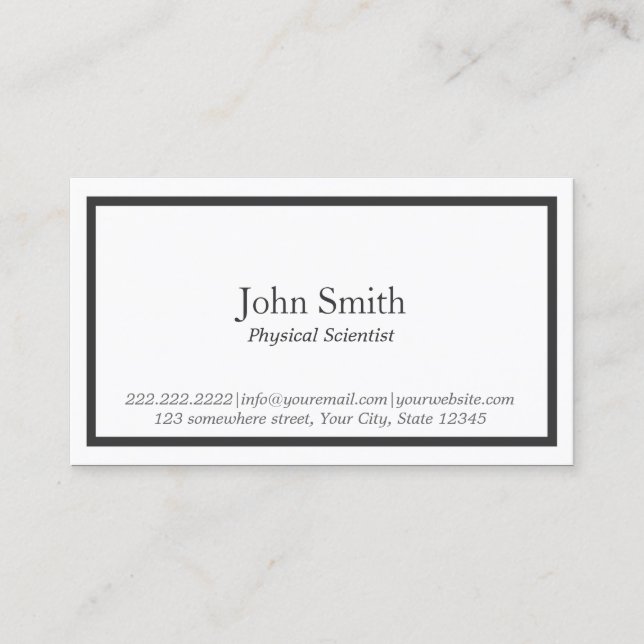 Black Border Physical Scientist Business Card (Front)