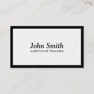 Black Border Substitute Teacher Business Card