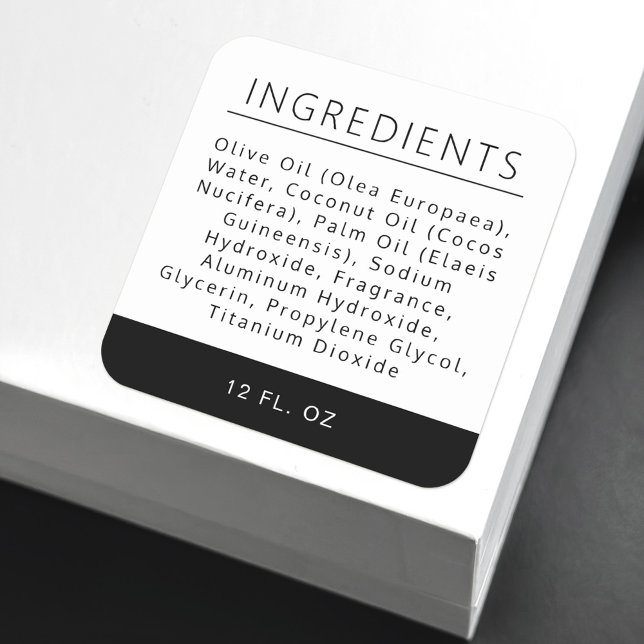 Black border white ingredient list product label (Creator Uploaded)