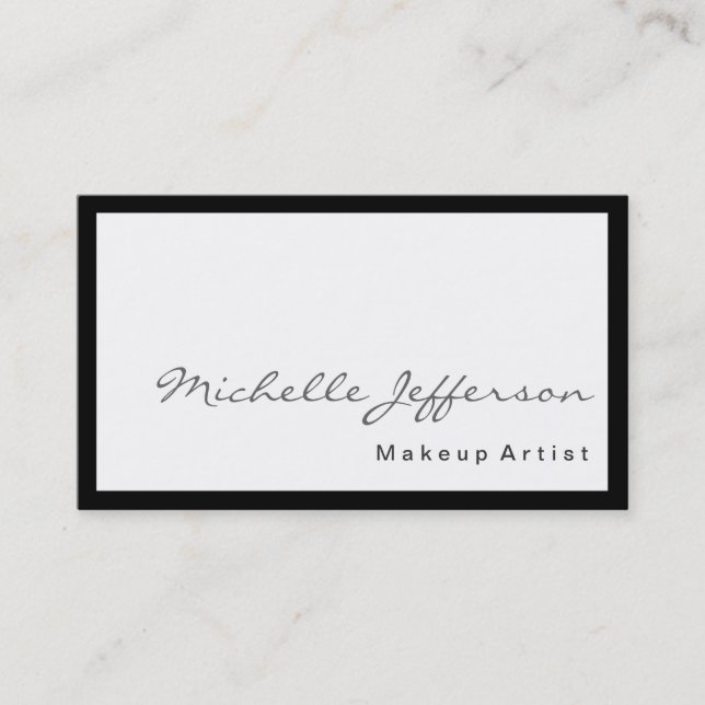 Black Border White Makeup Artist Business Card (Front)