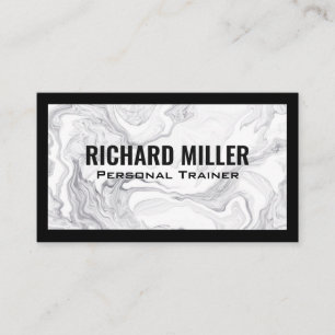 Black Borders Elegant Marble Business Card