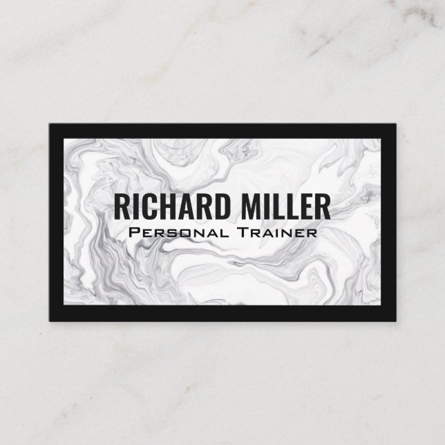 Black Borders | Elegant Marble  Business Card (Front)