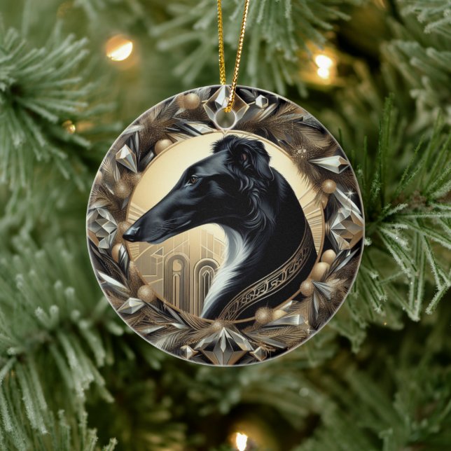 Black Borzoi Beauty Ornament (Tree)