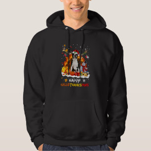 Black Boston Terrier Happy Hallothanksmas Hoodie