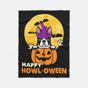 Black Boston Terrier Witch Dog Lover Happy Fleece Blanket