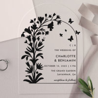 Black Botanical Butterfly Arched Wedding