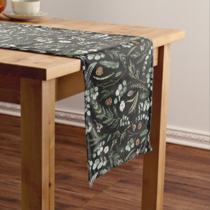 Black botanical elegant modern family gift decor medium table runner
