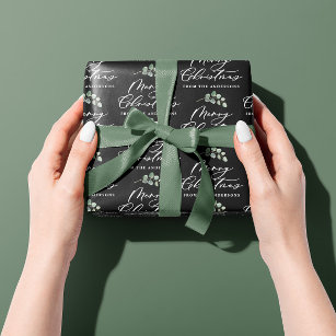 Black botanical elegant modern family gift wrap ti tissue paper