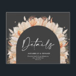 black botanical elegant pampas wedding details<br><div class="desc">Modern black bohemian terracotta pampas grass botanical stylish wedding details card.</div>