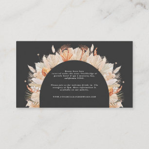 black botanical elegant pampas wedding details enclosure card